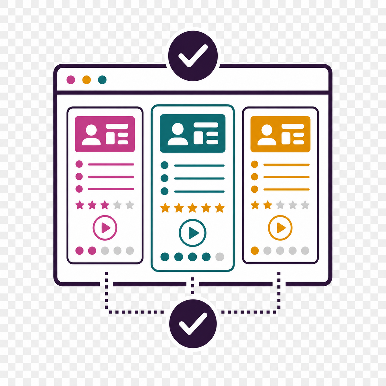 CRM Evaluation Stage with Hex Colors and Graphic Elements