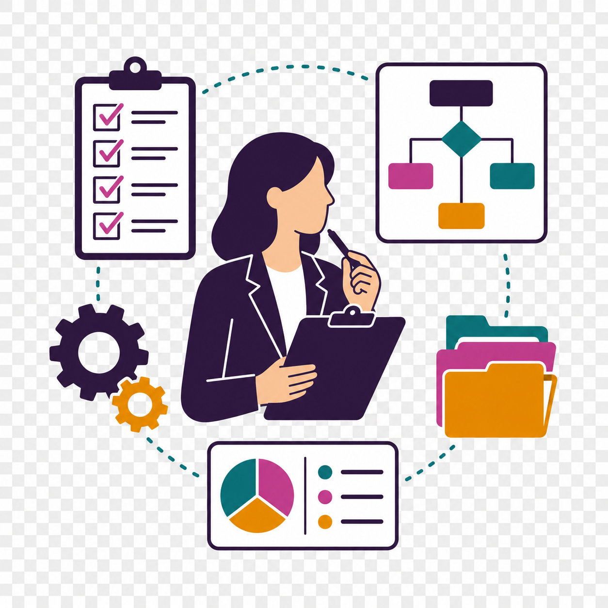 System Analyst Reviewing Processes in a Digital Workspace